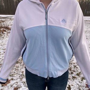 Adidas Light Blue and White zip up